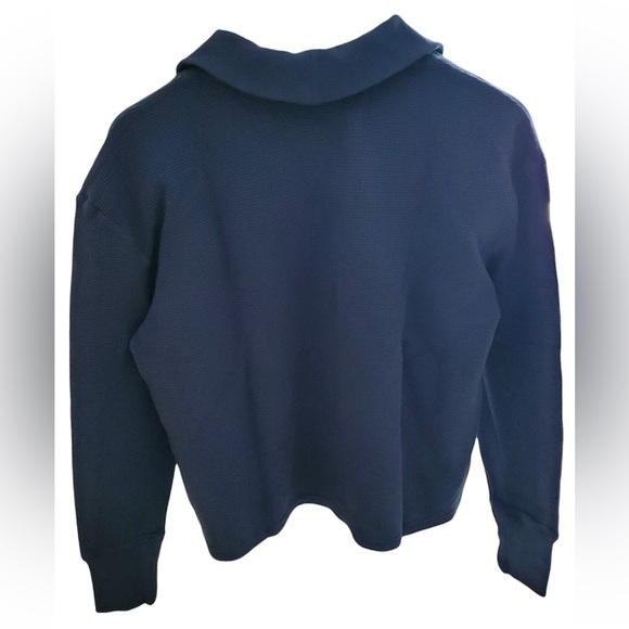 Talbots Haven Well Within 100% Organic Cotton Waffle Blue Sweatshirt. Small. NWT - Picture 4 of 5